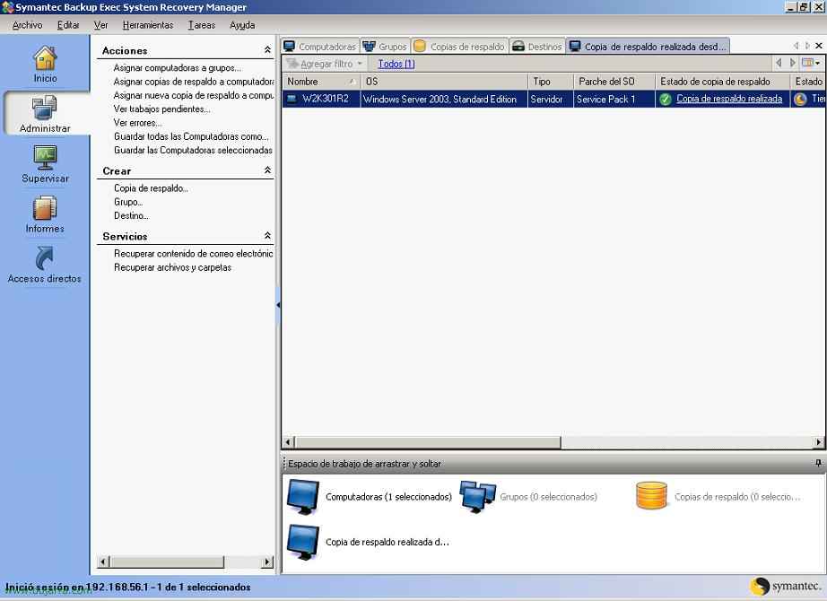 BackupExec System Recovery Manager