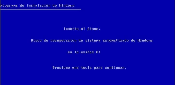 Recuperación automática del sistema mediante ASR (Automatic System Recovery)
