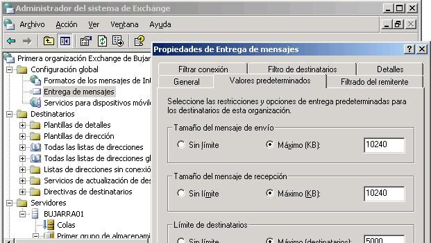 Configurando Límites en Microsoft Exchange 2003,