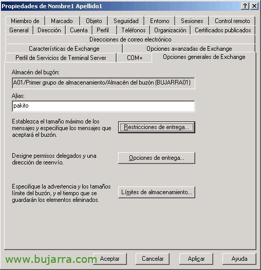 Pestañas interesantes en las propiedades de usuarios del Directorio Activo