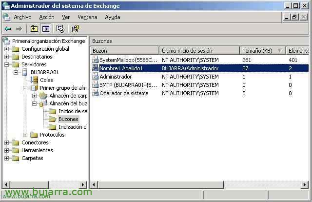 Configurando tamaño de buzones en Microsoft Exchange 2003