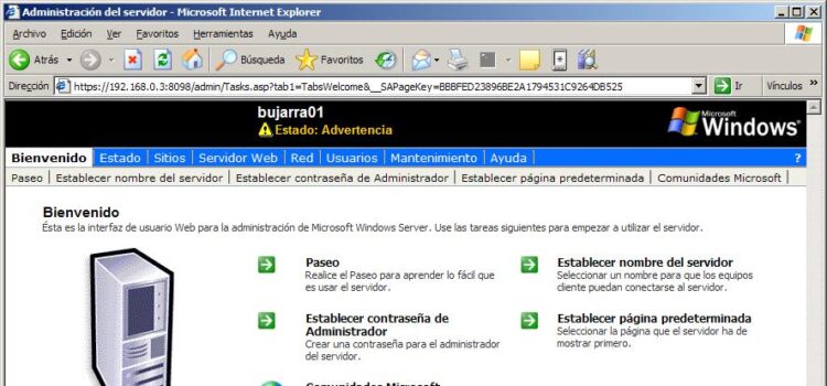 Ús d' HTML Remote Administration Tools a Windows 2003